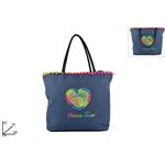 BORSA MARE JEANS C/CUORE FLUO