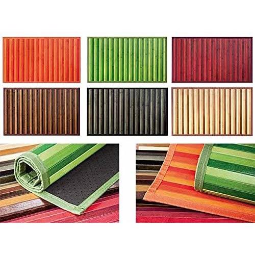 Olivo Tappeti Tappeto Bordato bambù Bamboo in Vari Colori E Misure Fondo Antiscivolo Beige, 50X90 